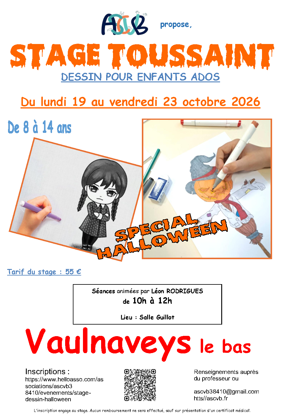 STAGE DESSIN SPECIAL HALLOWEEN 2026 19 au 23/10/2026