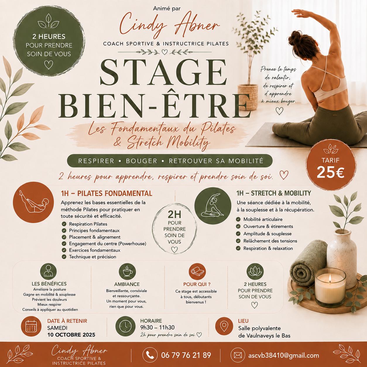 STAGE BIEN-ETRE 10 OCTOBRE 2026 🌿 Les Fondamentaux du Pilates & Stretch Mobility